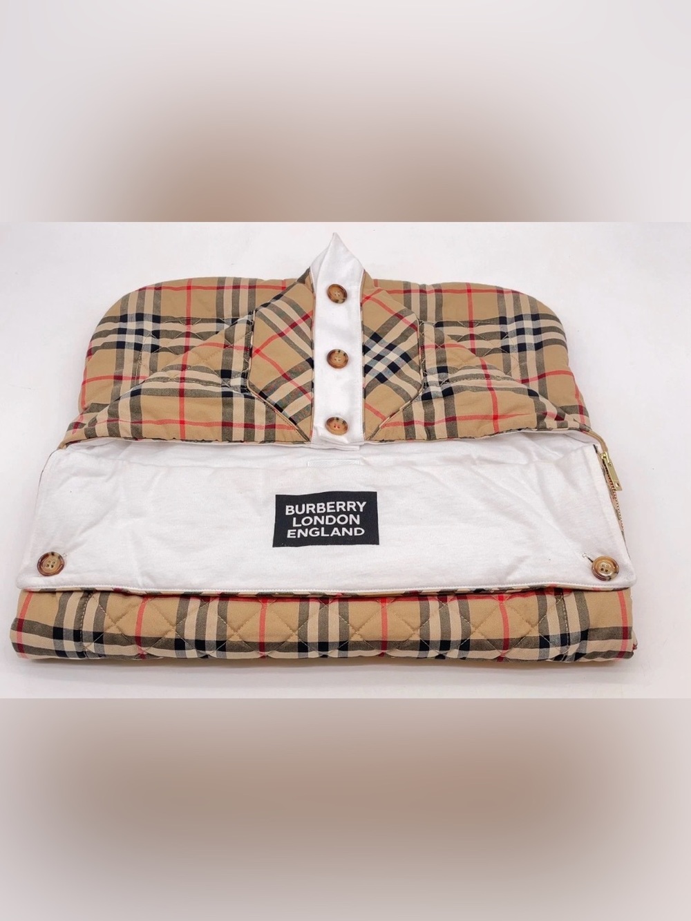 Burberry Kids Beige Plaid NOVA CHECK BABY BUNTING bag sleep snuggle 6-9m - Picture 2 of 14